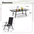 Set da pranzo da esterno Captiva Designs 7 pezzi con tavolo rettangolare a doghe e sedie a sdraio pieghevoli