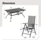 Set da pranzo da esterno Captiva Designs 7 pezzi con tavolo rettangolare a doghe e sedie a sdraio pieghevoli