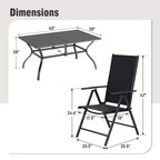 Set da pranzo da esterno Captiva Designs 7 pezzi con tavolo rettangolare a doghe e sedie a sdraio pieghevoli
