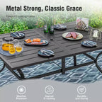 Captiva Designs Set da Pranzo da Esterno 7 Pezzi con Tavolo Rettangolare con Piano a Doghe e Sedie Fisse in Tessuto Traspirante