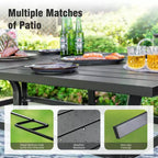 Captiva Designs Set da Pranzo da Esterno 7 Pezzi con Tavolo Rettangolare con Piano a Doghe e Sedie Fisse in Tessuto Traspirante