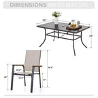 Captiva Designs Set da pranzo da esterno 7 pezzi con tavolo rettangolare in acciaio e sedie in textilene con struttura in alluminio