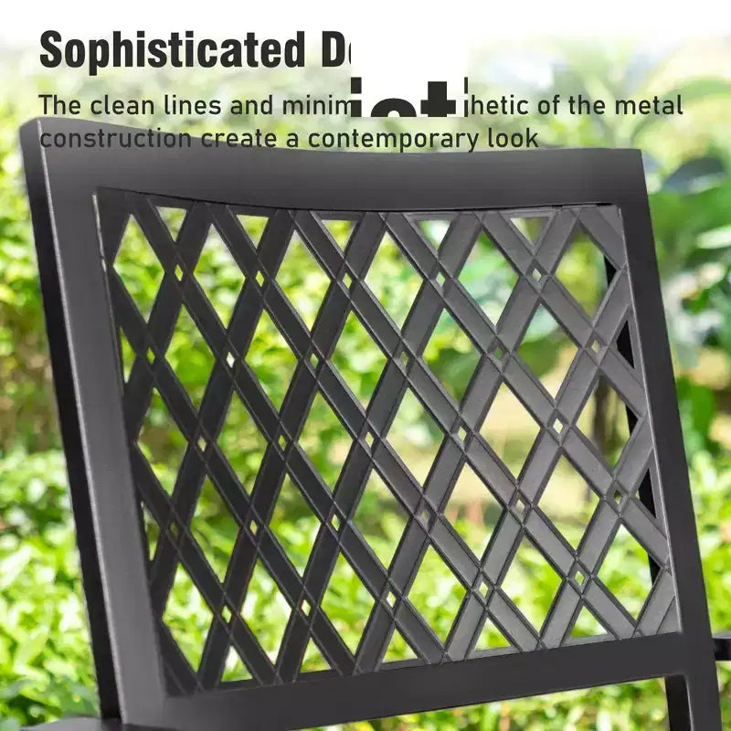 Set da pranzo da esterno Captiva Designs da 7 pezzi con tavolo rettangolare con piano a doghe e sedie impilabili in metallo