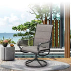 Table rectangulaire d'extérieur Captiva Designs 7 pièces en acier avec trou pour parasol et chaises pivotantes en textilène