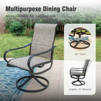 Table rectangulaire d'extérieur Captiva Designs 7 pièces en acier avec trou pour parasol et chaises pivotantes en textilène