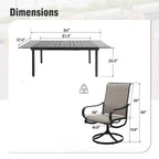 Captiva Designs, tavolo da pranzo rettangolare in acciaio con piano a doghe e 6 sedie girevoli a fionda grigio-marrone per patio esterno, 7 pezzi