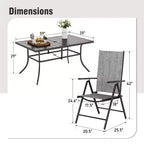 Captiva Designs Set da pranzo da 7 pezzi da esterno con tavolo rettangolare in acciaio e sedie reclinabili pieghevoli in textilene preassemblate