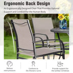 Captiva Designs - Ensemble de salle à manger 7 pièces pour terrasse extérieure avec table en acier à plateau à lattes aspect bois et chaises fixes en toile