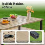 Captiva Designs Set 6 Pezzi da Esterno con Tavolo da Pranzo in Acciaio con Piano a Doghe, Sedie in Metallo e Panca Imbottita