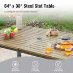 Captiva Designs Set da pranzo da 7 pezzi per patio con tavolo rettangolare in acciaio con finitura Driftwood e sedie con braccioli in metallo