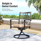 Captiva Designs Set da pranzo da 7 pezzi per patio con tavolo rettangolare in acciaio con finitura Driftwood e sedie con braccioli in metallo