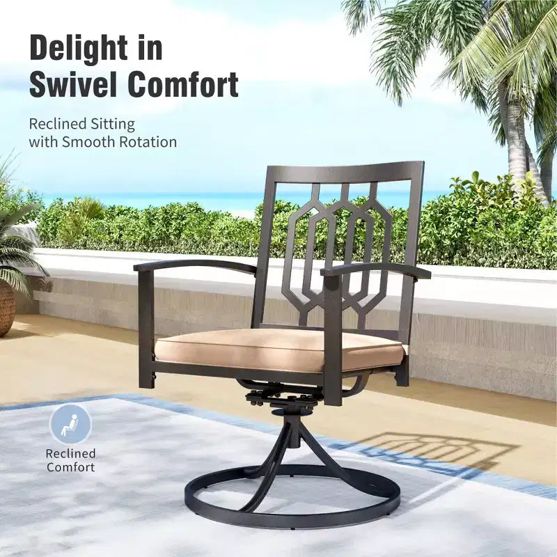 Captiva Designs Set da pranzo da 7 pezzi per patio con tavolo rettangolare in acciaio con finitura Driftwood e sedie con braccioli in metallo
