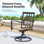 Captiva Designs Set da pranzo da 7 pezzi per patio con tavolo rettangolare in acciaio con finitura Driftwood e sedie con braccioli in metallo