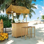 3pcs Patio Bar Set, Outdoor Bar Height Table and Stools with Canopy, Adjustable Feet, Wood Tabletop for Dining and Drinking, Natural -ModernLuxe