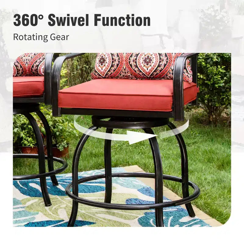Captiva Designs Ensemble de 5 pièces pour patio extérieur avec table de bar rectangulaire en acier et chaises hautes