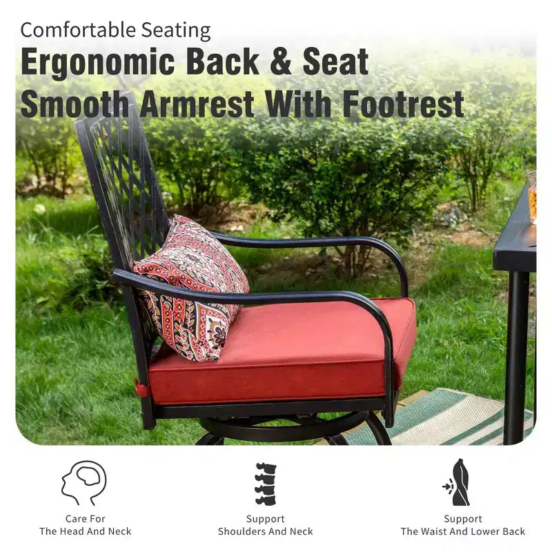 Captiva Designs Ensemble de 5 pièces pour patio extérieur avec table de bar rectangulaire en acier et chaises hautes