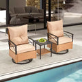 EROMMY 3 Pieces Patio Swivel Rocker Rattan Chairs,Outdoor Swivel Rocking Chairs with 1 Rattan Coffee Table,Perfect for Porch,Garden,and Lawn