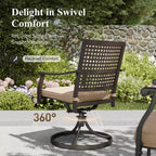 Captiva Designs Set da pranzo da patio 8 pezzi con tavolo rettangolare in acciaio e sedie in acciaio nere e ombrellone beige
