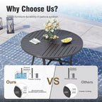 Captiva Designs Ensemble repas de 5 pièces pour terrasse – Table de salle à manger en acier avec trou pour parasol et chaises avec accoudoirs en textilène gris
