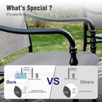 Captiva Designs Ensemble repas de 5 pièces pour terrasse – Table de salle à manger en acier avec trou pour parasol et chaises avec accoudoirs en textilène gris