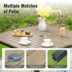 Captiva Designs Set da pranzo da 5 pezzi per esterni in acciaio con tavolo quadrato effetto legno e sedie in metallo con cuscino