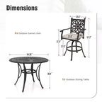 Captiva Designs Set da pranzo da 7 pezzi da bar per esterni in alluminio pressofuso con tavolo rotondo e sgabelli girevoli