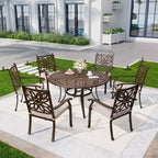 Captiva Designs 7PC Cast Aluminum Patio Dining Set with Round Table & Flower Back Chairs