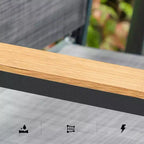 Captiva Designs Tavolo rettangolare 7 pezzi con piano a doghe regolabile e sedie in alluminio textilene grigio