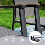 Captiva Designs Tavolo rettangolare 7 pezzi con piano a doghe regolabile e sedie in alluminio textilene grigio