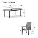Captiva Designs Tavolo rettangolare 7 pezzi con piano a doghe regolabile e sedie in alluminio textilene grigio