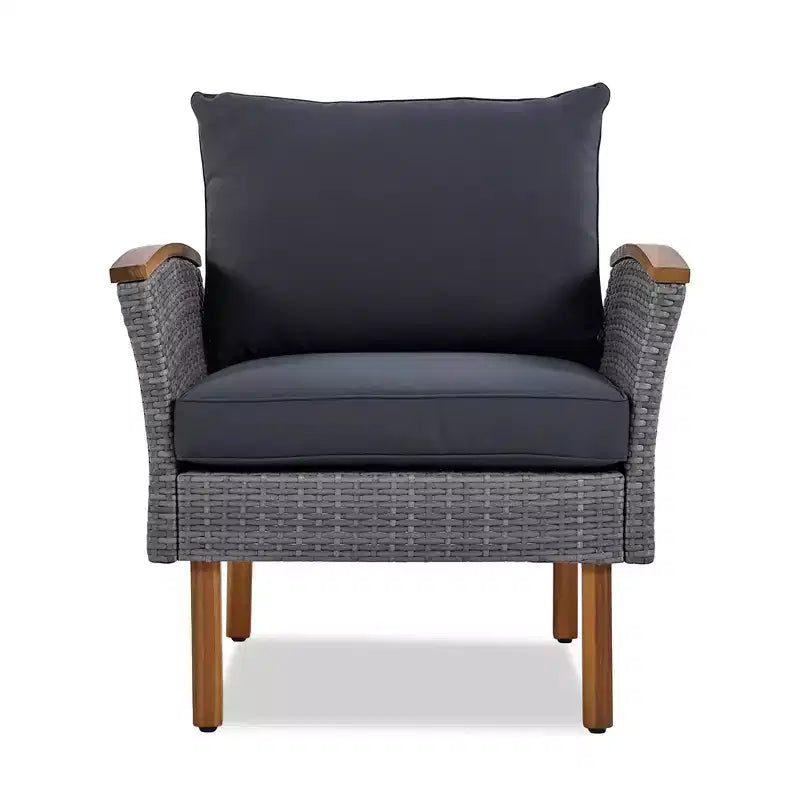 Ensemble de meubles de patio 9 pièces en rotin résistant aux intempéries Whisen et canapé sectionnel d'extérieur avec table basse et coussins - Gris