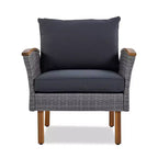 Ensemble de meubles de patio 9 pièces en rotin résistant aux intempéries Whisen et canapé sectionnel d'extérieur avec table basse et coussins - Gris
