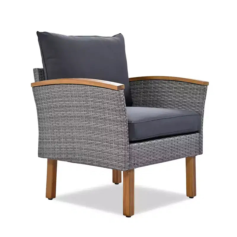 Ensemble de meubles de patio 9 pièces en rotin résistant aux intempéries Whisen et canapé sectionnel d'extérieur avec table basse et coussins - Gris