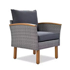 Ensemble de meubles de patio 9 pièces en rotin résistant aux intempéries Whisen et canapé sectionnel d'extérieur avec table basse et coussins - Gris