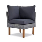 Ensemble de meubles de patio 9 pièces en rotin résistant aux intempéries Whisen et canapé sectionnel d'extérieur avec table basse et coussins - Gris