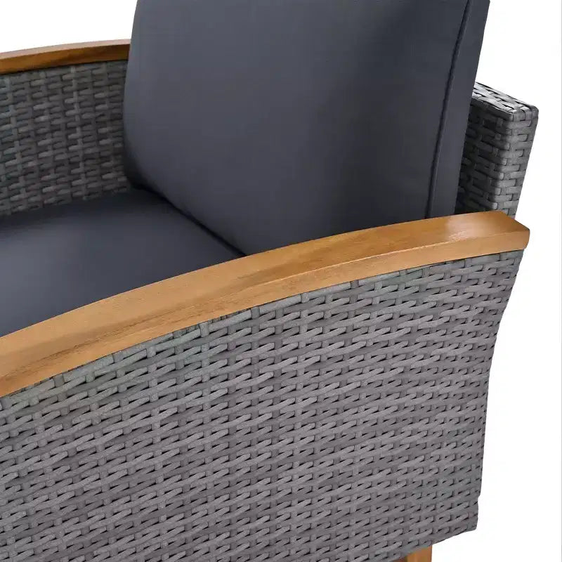 Ensemble de meubles de patio 9 pièces en rotin résistant aux intempéries Whisen et canapé sectionnel d'extérieur avec table basse et coussins - Gris