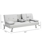 Divano Letto con Bracciolo, Struttura in Legno, Due Portabicchieri, Gambe in Acciaio Inox