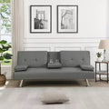 Divano Letto con Bracciolo, Struttura in Legno, Due Portabicchieri, Gambe in Acciaio Inox