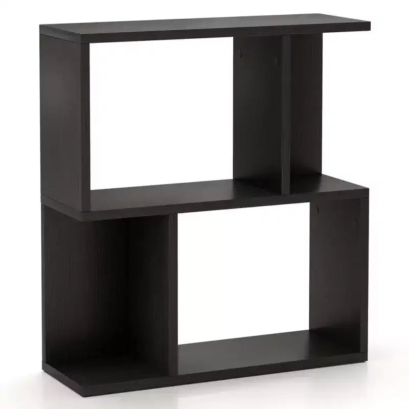 1/2 PZ Libreria a 3 livelli Scaffale geometrico Tavolino con ripiani a giorno Espositore nero