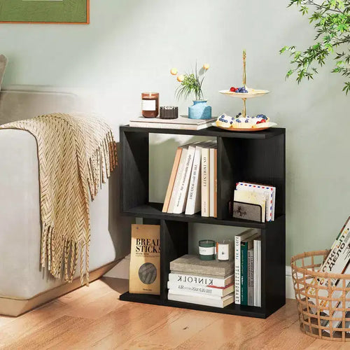 1/2 PZ Libreria a 3 livelli Scaffale geometrico Tavolino con ripiani a giorno Espositore nero