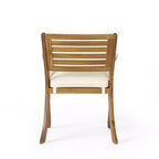 Christopher Knight Home Blaine Set da Pranzo da Esterno di 5 Pezzi in Legno di Acacia e Ferro con Cuscini, Teak e Crema