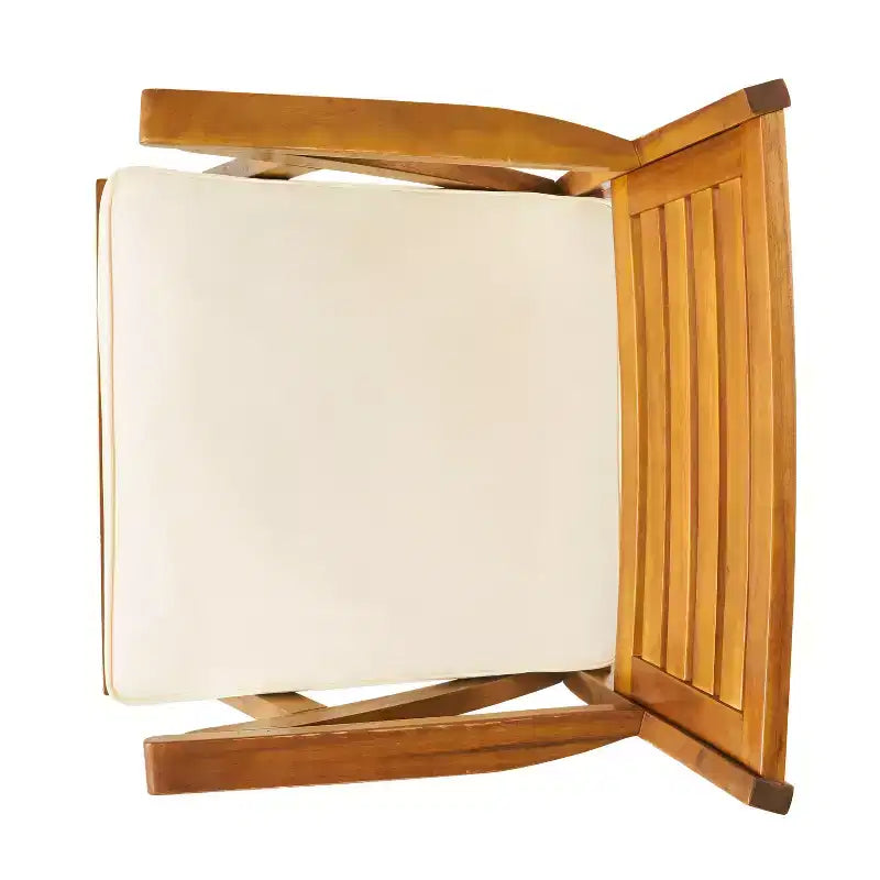 Christopher Knight Home Blaine Set da Pranzo da Esterno di 5 Pezzi in Legno di Acacia e Ferro con Cuscini, Teak e Crema