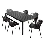 Christopher Knight Home Paddy 7 Pieces Outdoor Modern Metal and Polypropylene Dining Set with Stackable Chair