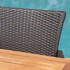 Christopher Knight Home Zain Set da Pranzo da Esterno a 7 Pezzi in Legno di Acacia e Vimini con Cuscini