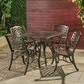 Christopher Knight Home Bogota Outdoor Cast Aluminum 5 Piece Dining Set with Umbrella Hole