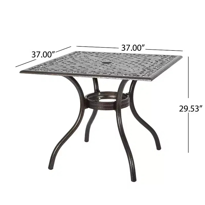 Christopher Knight Home Bogota Set da pranzo da esterno in alluminio pressofuso a 5 pezzi con foro per ombrellone