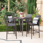 Christopher Knight Home Set Bar Quadrato da Esterno a 5 Pezzi in Vimini Colbin, Marrone Scuro