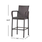 Christopher Knight Home Set Bar Quadrato da Esterno a 5 Pezzi in Vimini Colbin, Marrone Scuro