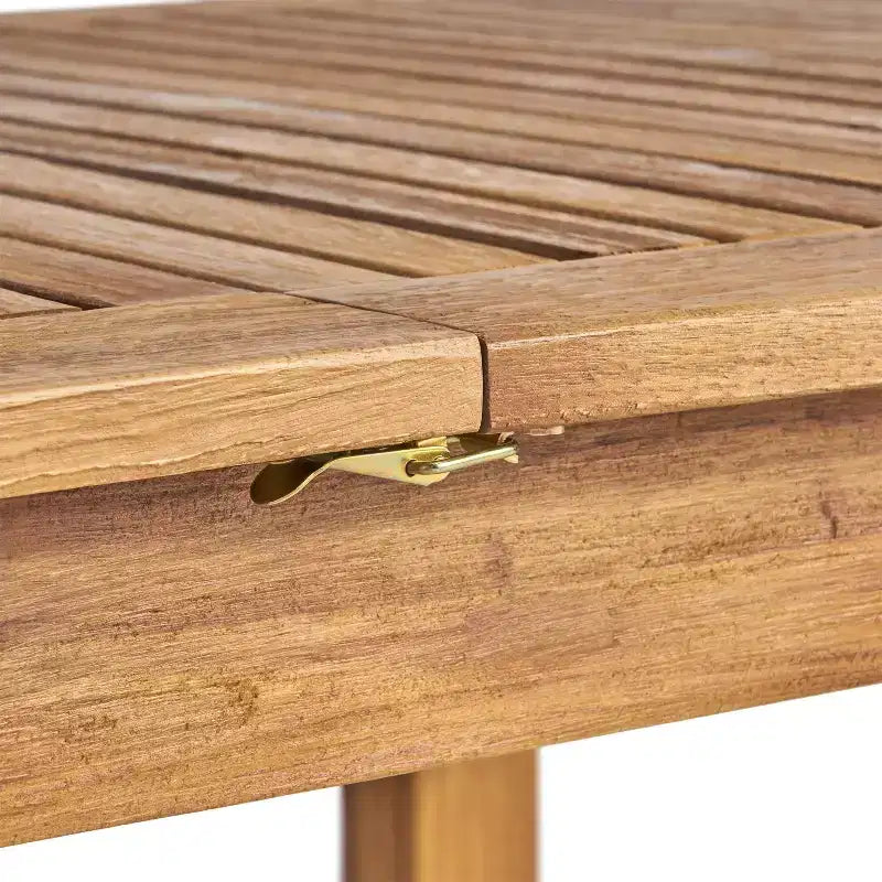 GDFStudio Aloha Set da pranzo espandibile da 9 pezzi in legno di acacia e vimini per esterni, naturale sabbiato/multimarrone