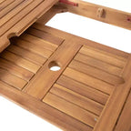 GDFStudio Aloha Set da Pranzo Espandibile da Esterno a 7 Pezzi in Legno di Acacia e Vimini